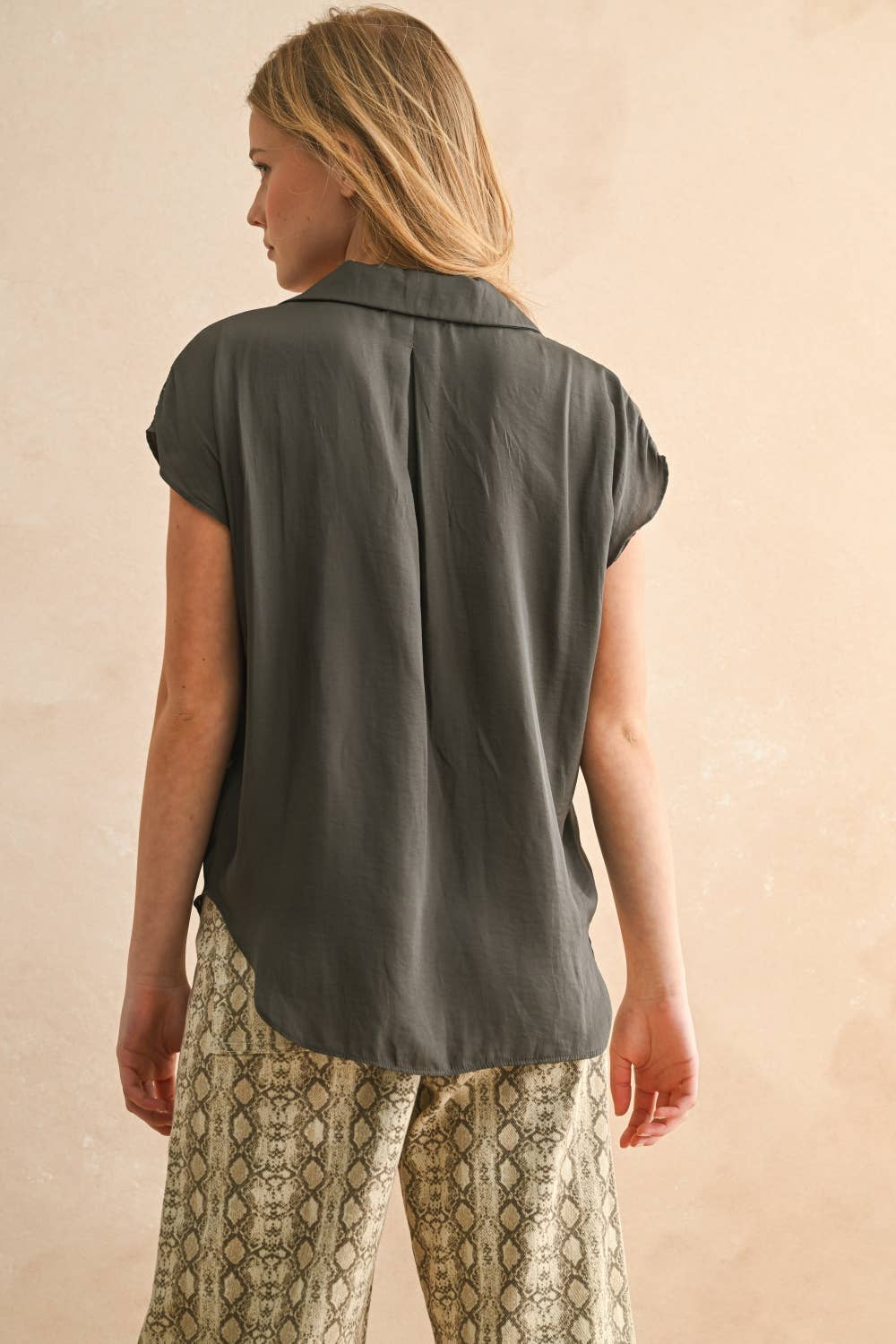 Button Down Cap Sleeve Shirts