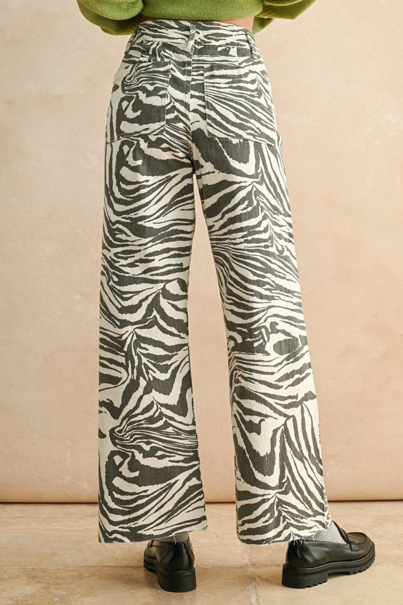 zebra print stretch pants