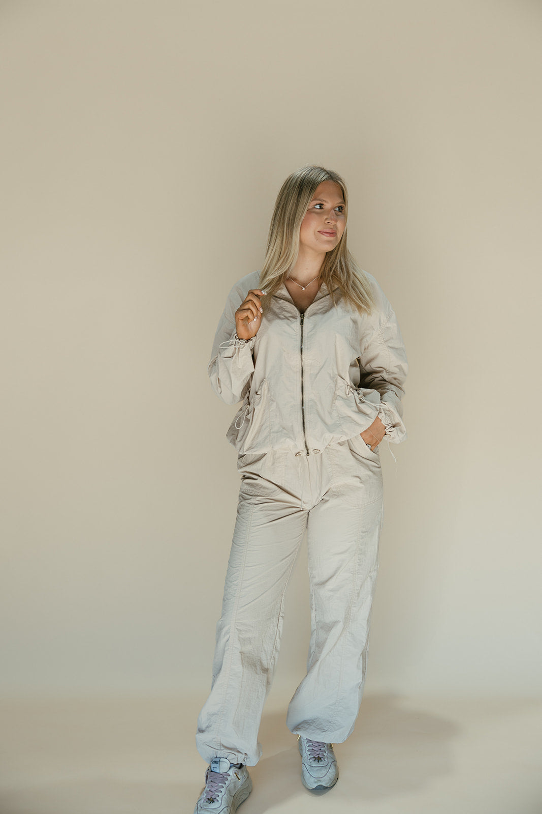 DRAWSTRING NYLON JOGGERS