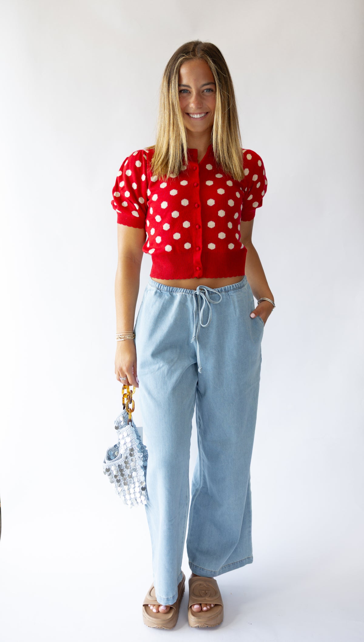Polka Dot Red & White Cardigan