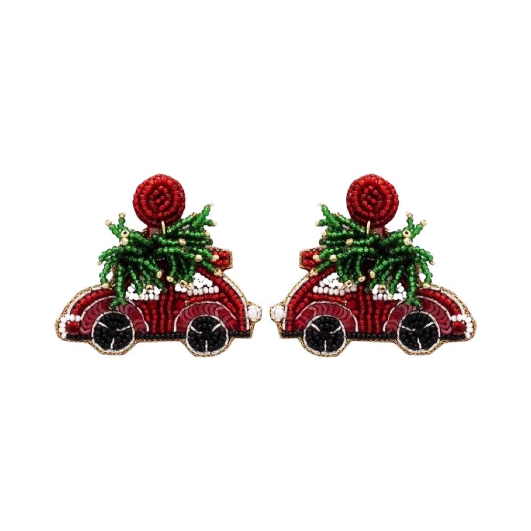 Christmas tree car earrings