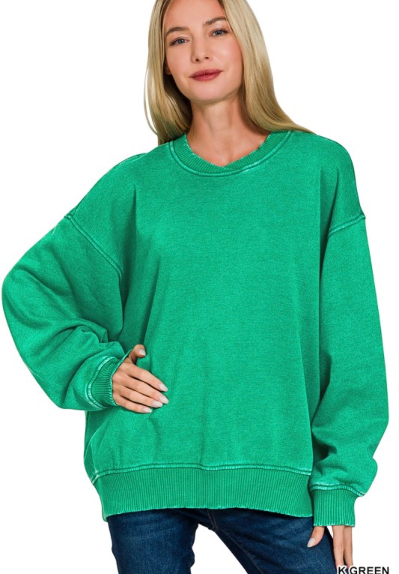 Acid wash oversized pullover