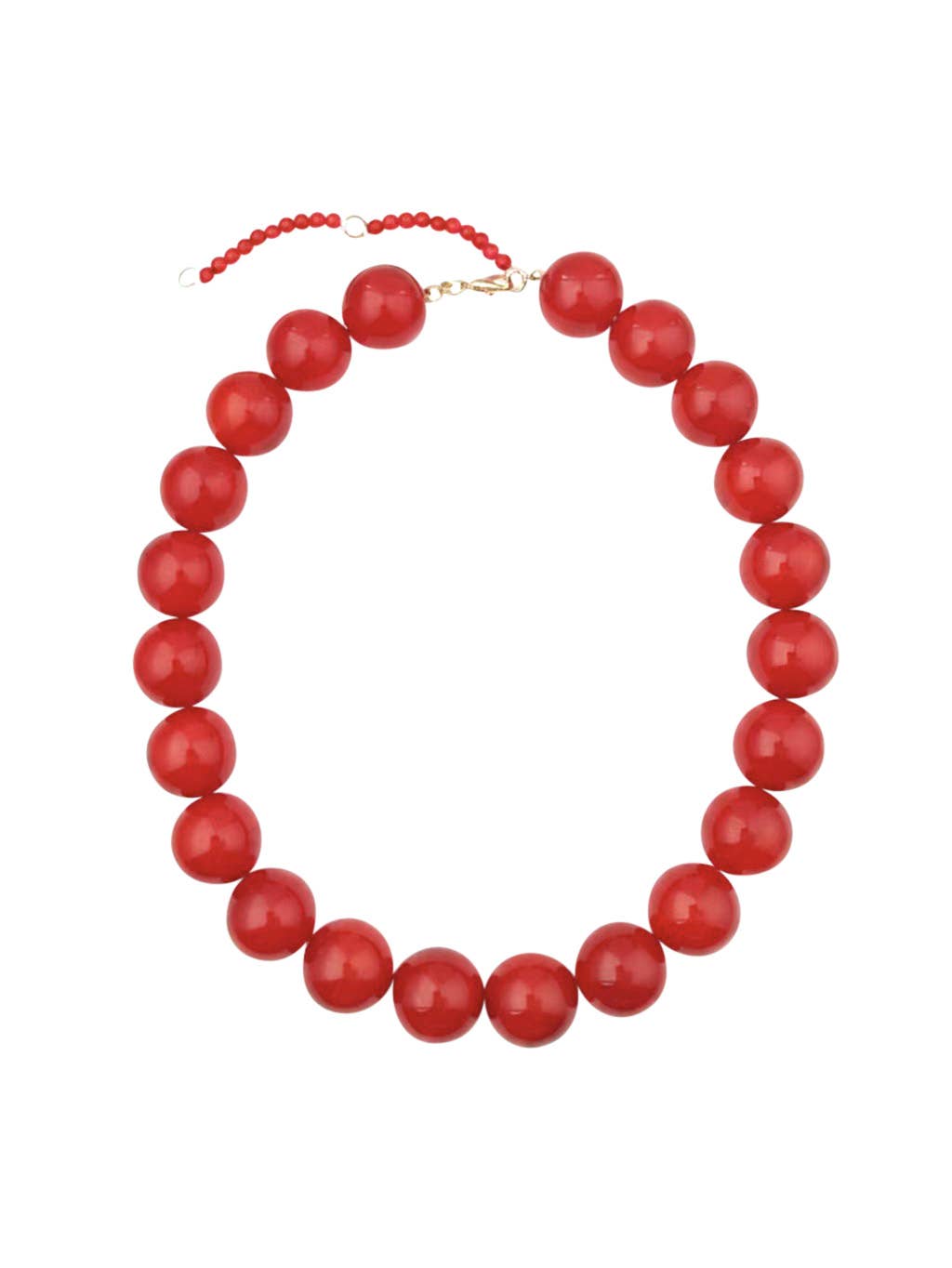 Chunky Beaded Necklace - Red