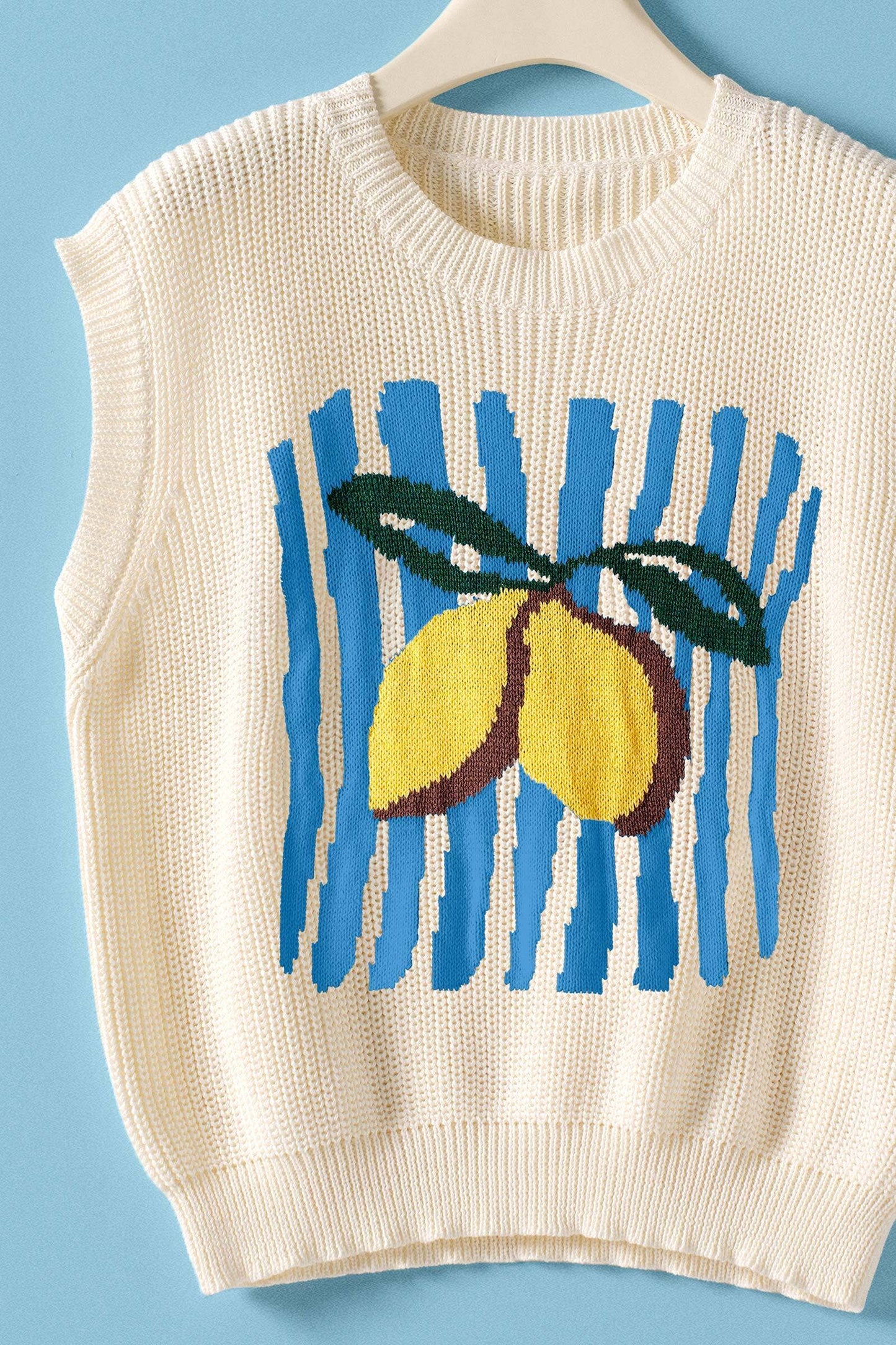 Lemon Graphic Knit Vest Citrus Print