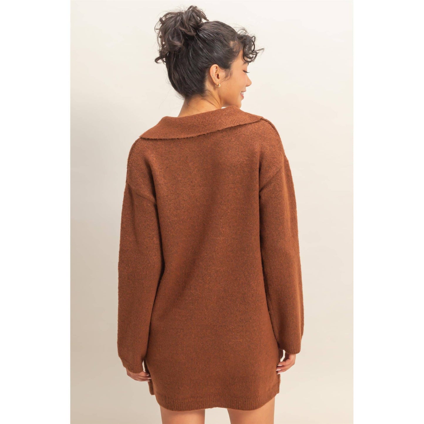 sophisticated polo long sleeve sweater dress