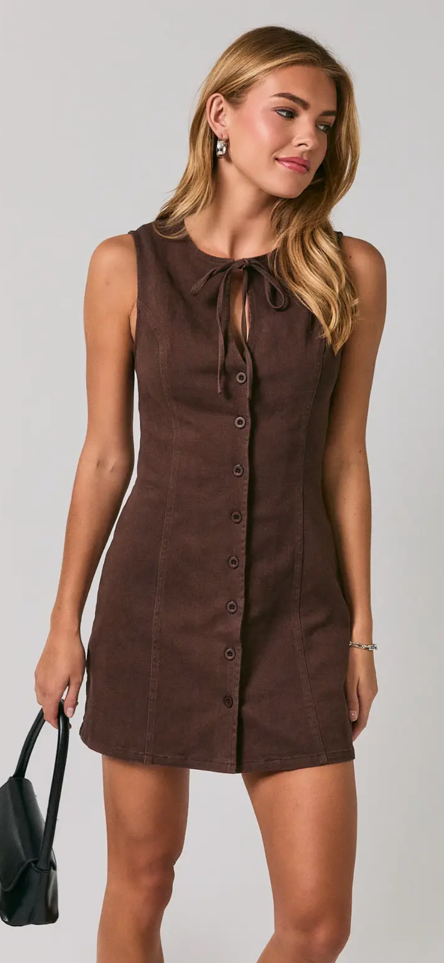 Bow Detail Button Down Dress
