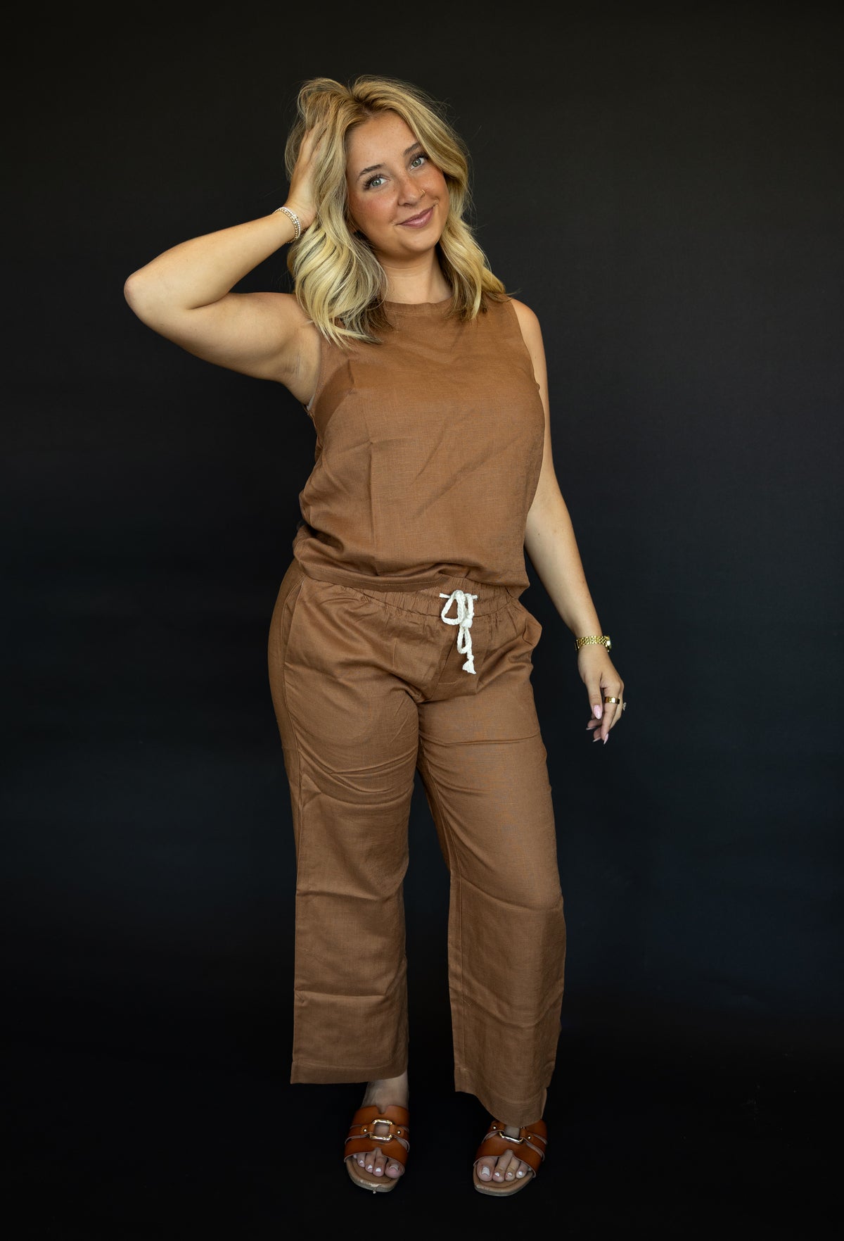 Sleeveless Taupe Set