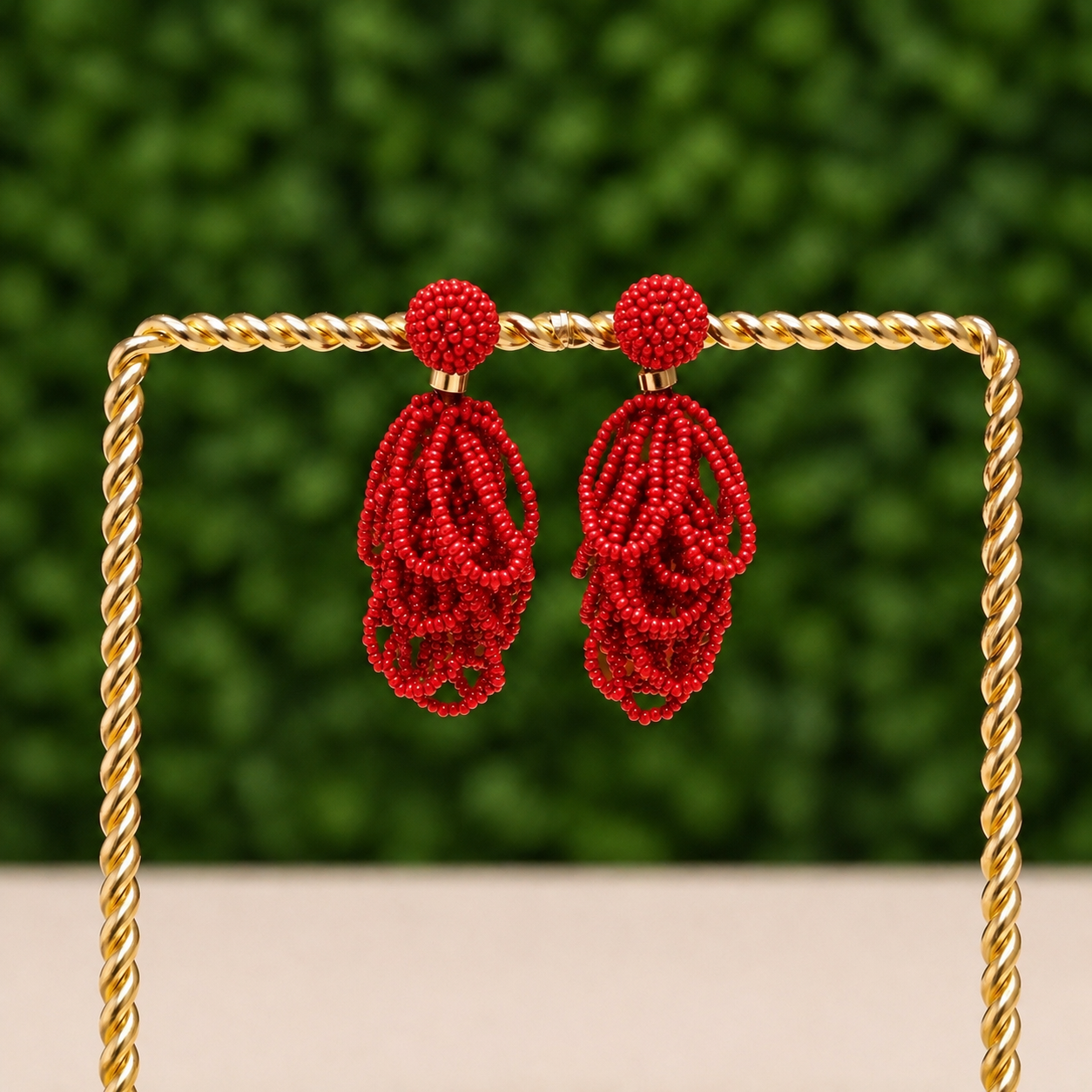 Red Palm Beach Loop Earrings