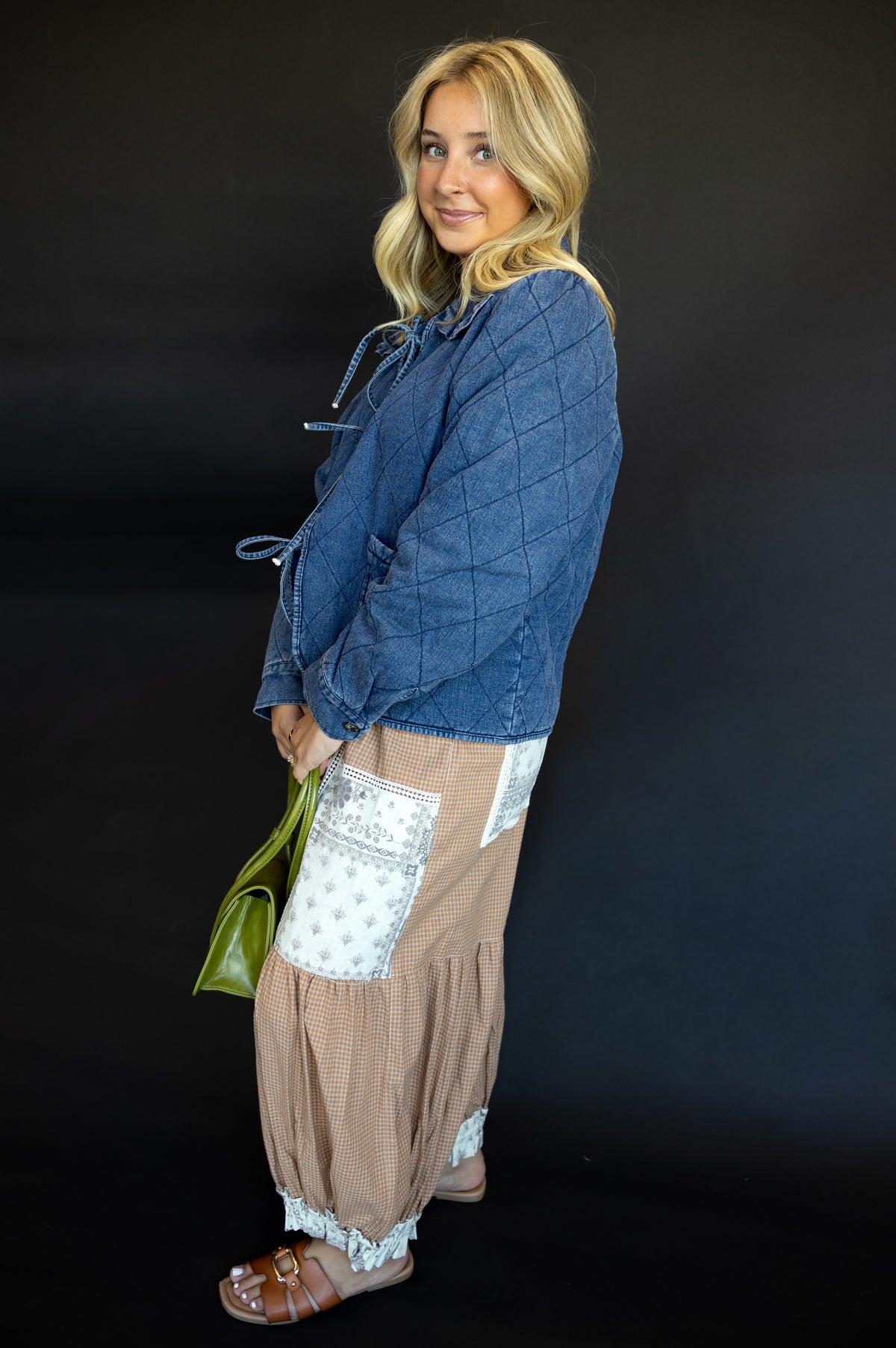Denim Tie Quilted Jacket