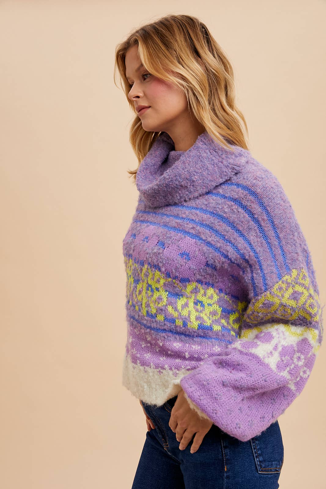 multi colored knitted turtleneck