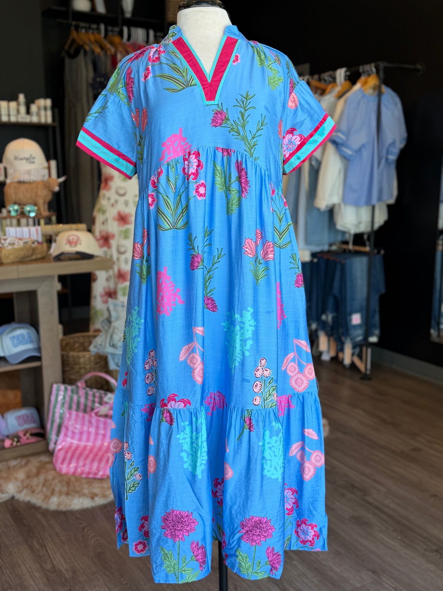 Peri Blue Floral Dress