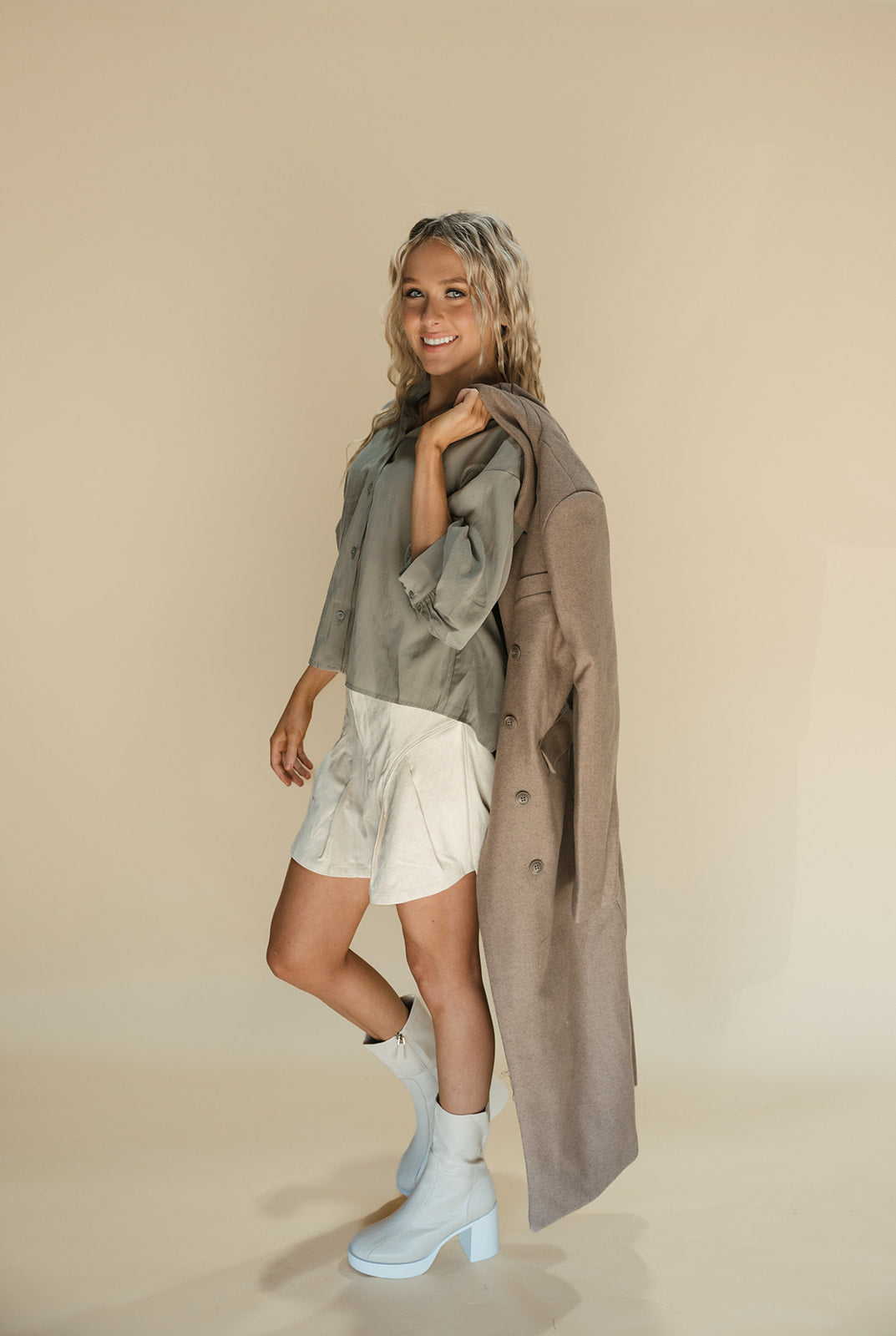 DOUBLE BREASTED LONGLINE NOTCHED COAT