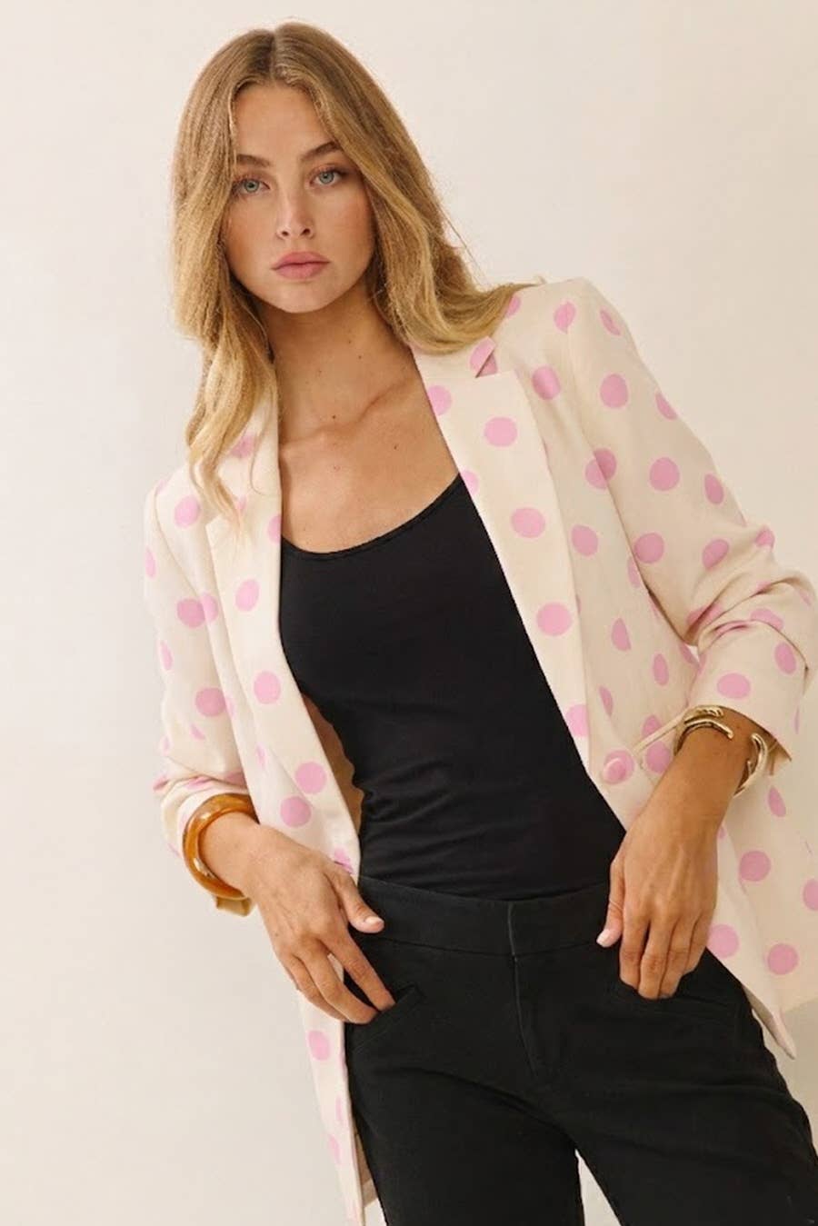 Polka Dot Collared Blazer