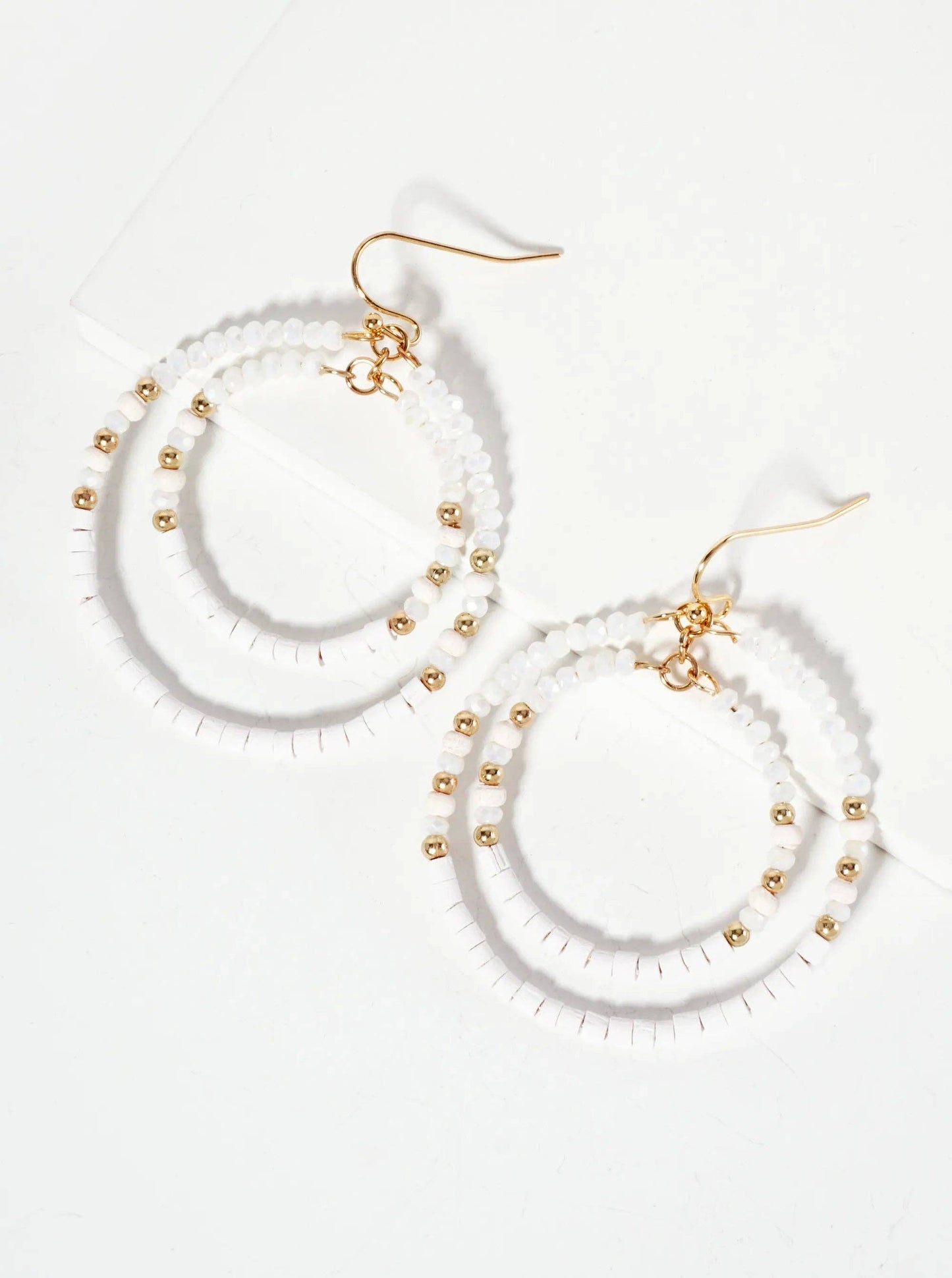 Multi-Beaded Double Circle Dangle Drop Earrings