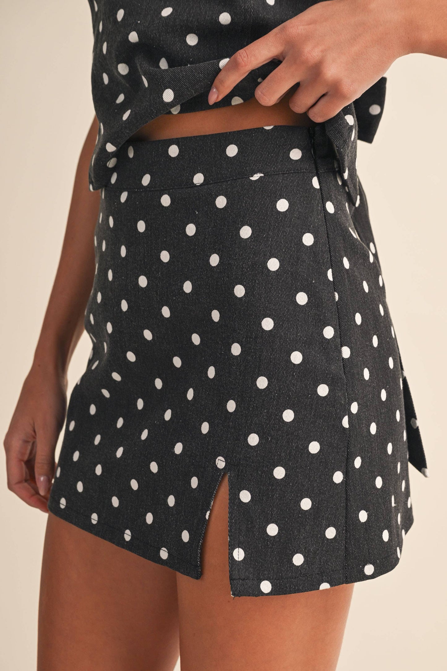 Polka Dot Open Back Top & Mini Skort Set