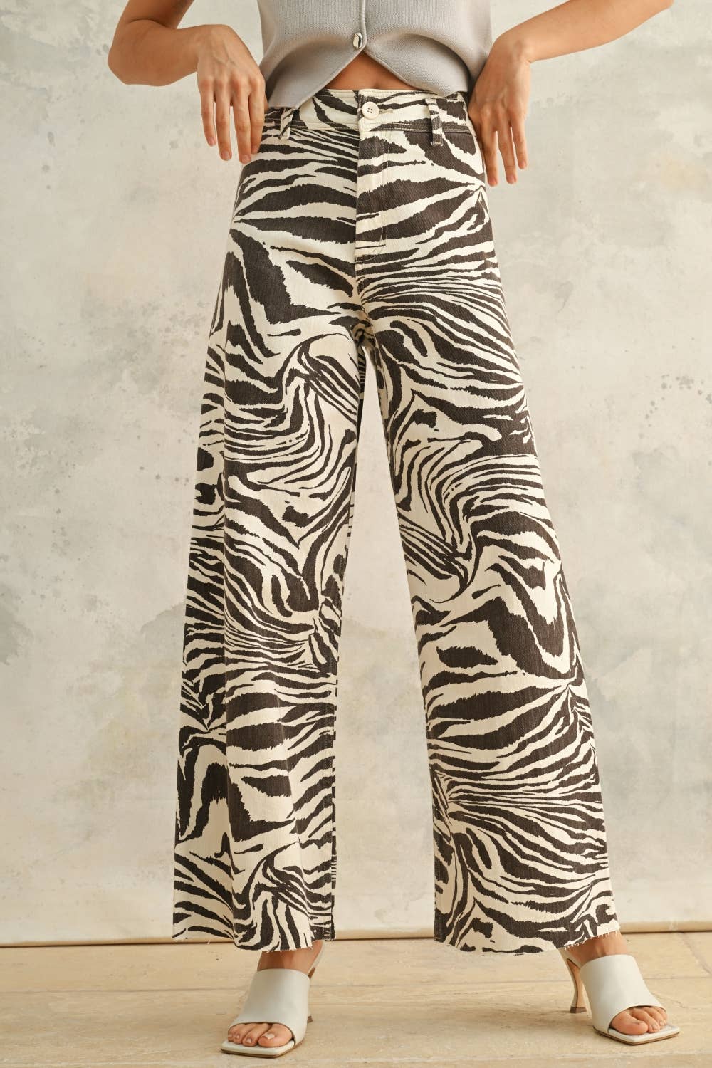 zebra print stretch pants