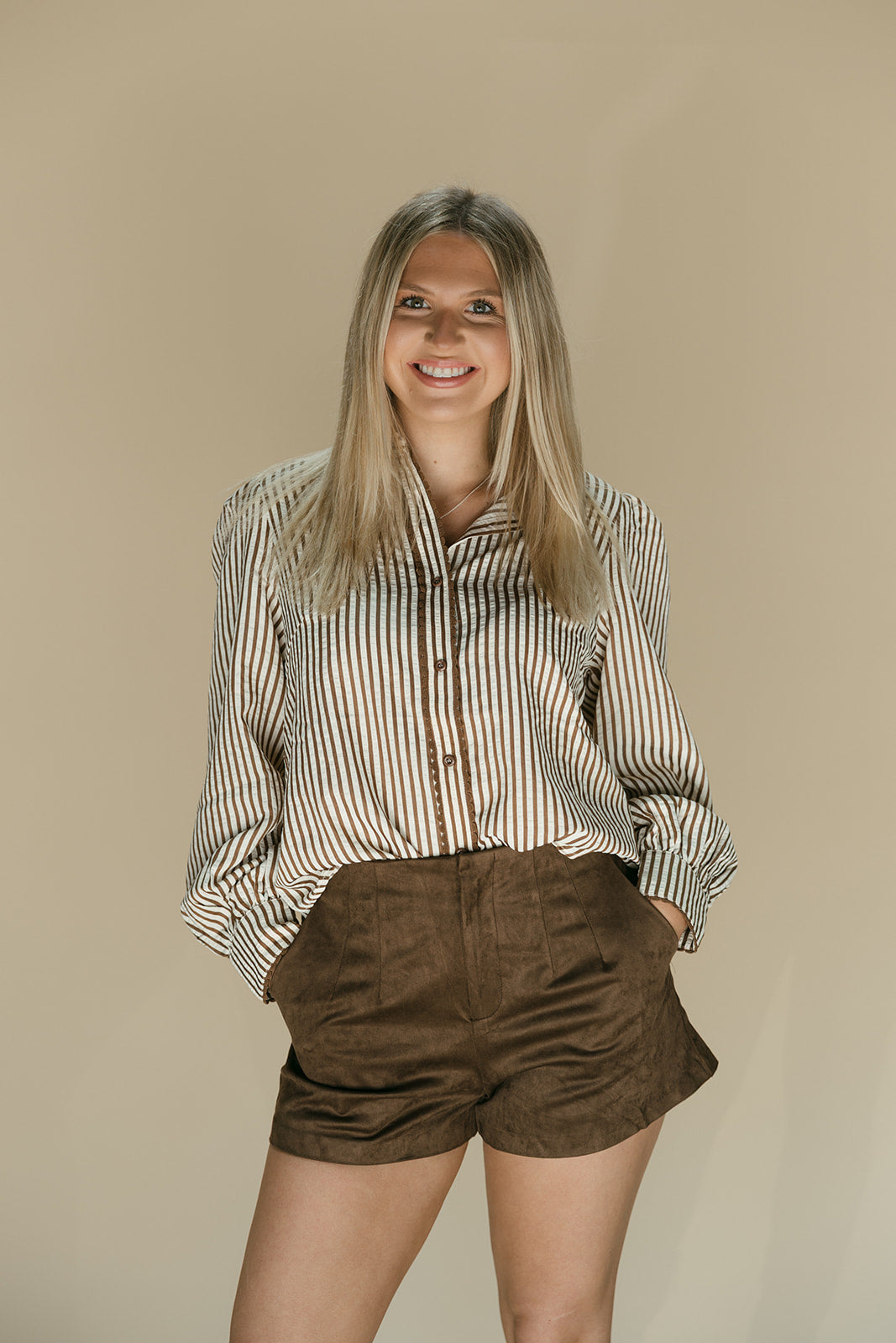 Striped scallop blouse