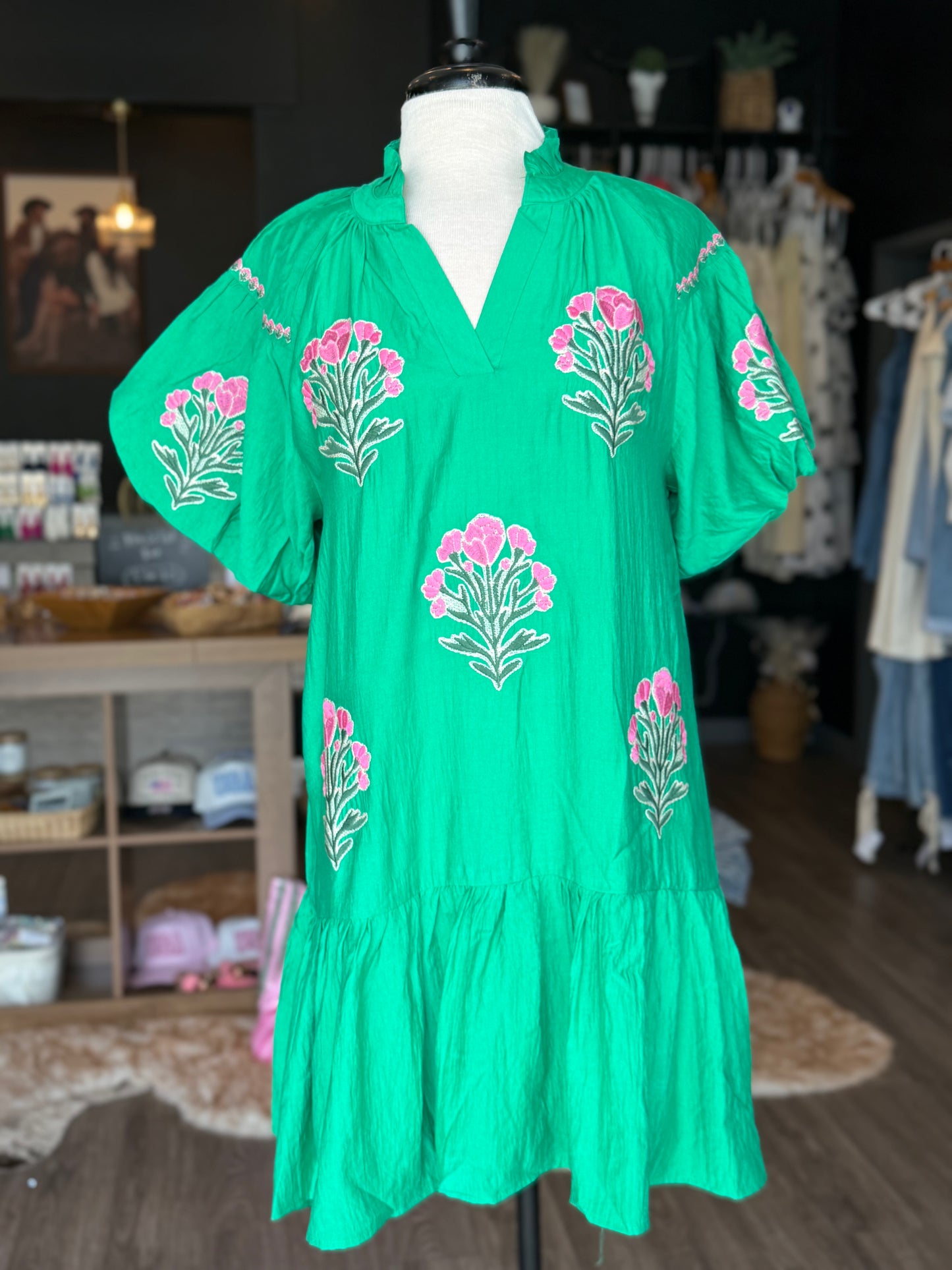 Kelly Green Print Dress