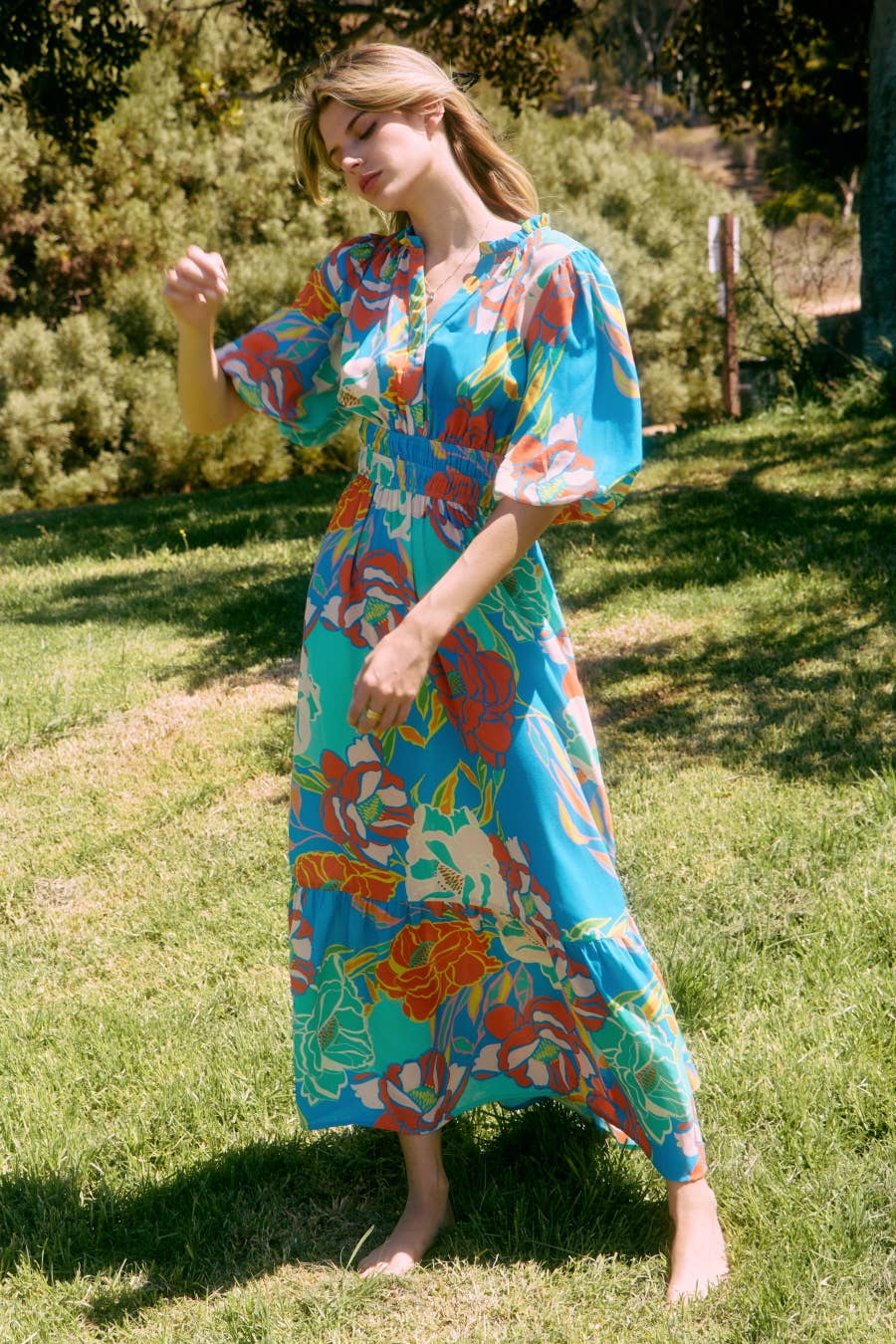 Plus Floral Printed Midi Dress