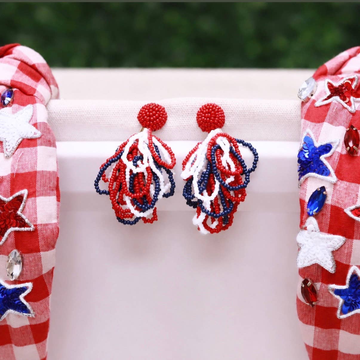 Patriotic Palm Beach Loop Earrings