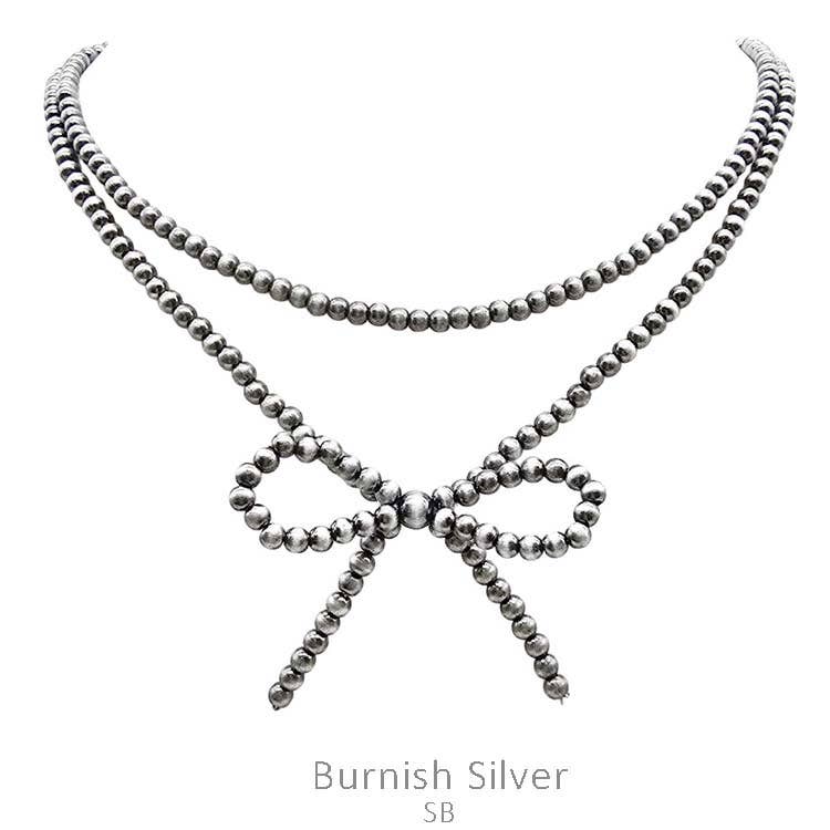 Western Layered Navajo Bead Bow Chain Necklace