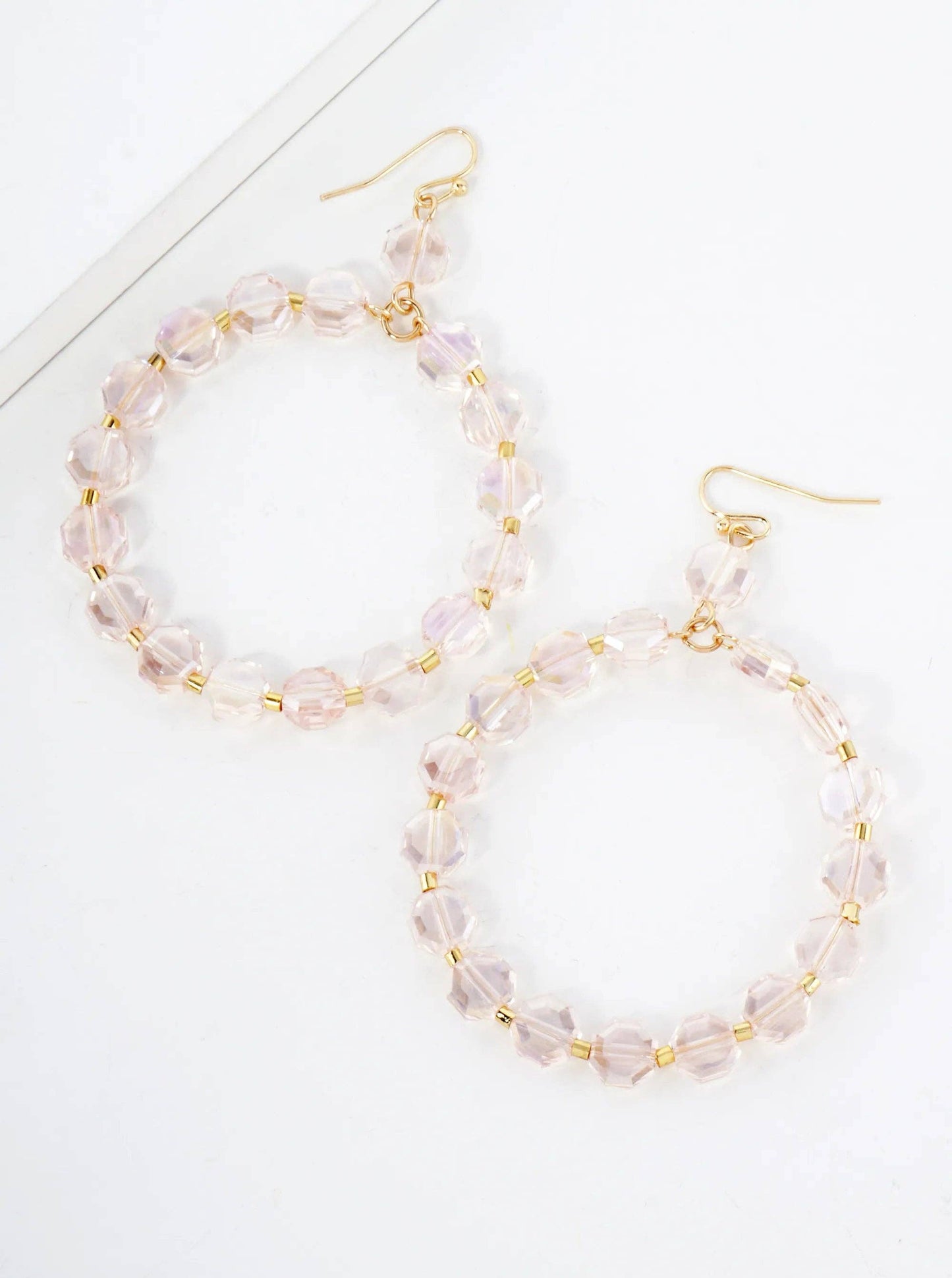 Faceted 8mm Octagon Glass-Beaded Circle Drop Statement Earrings