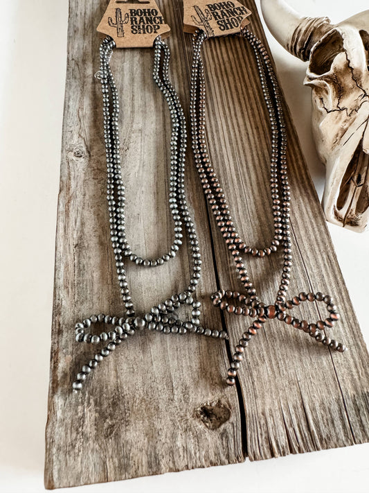 Western Layered Navajo Bead Bow Chain Necklace