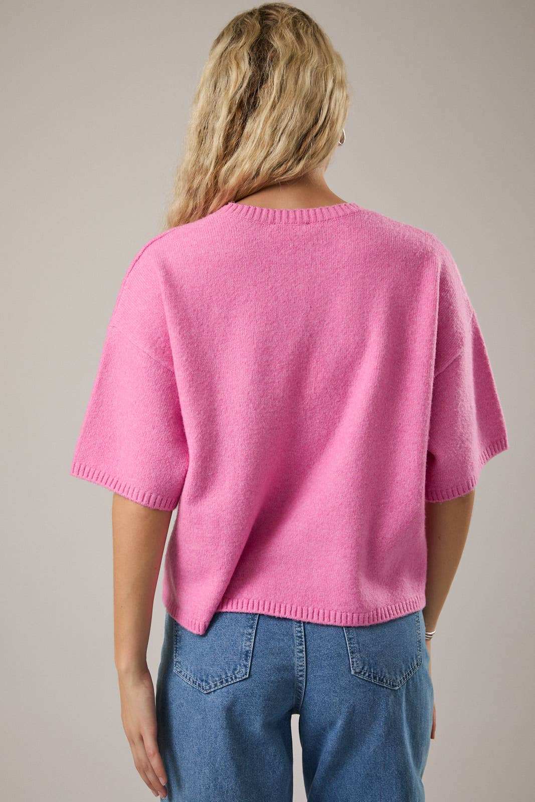 Short Sleeve Crew Neck Boxy Sweater Top