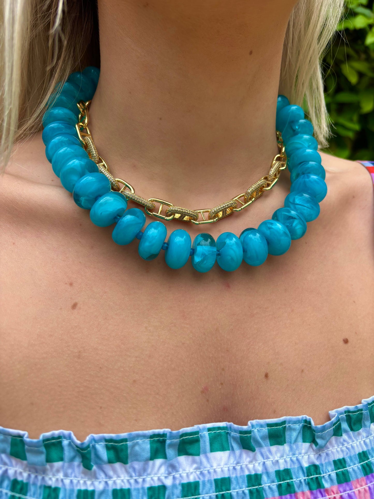 Bailey Chunky Beaded Necklace- Brown