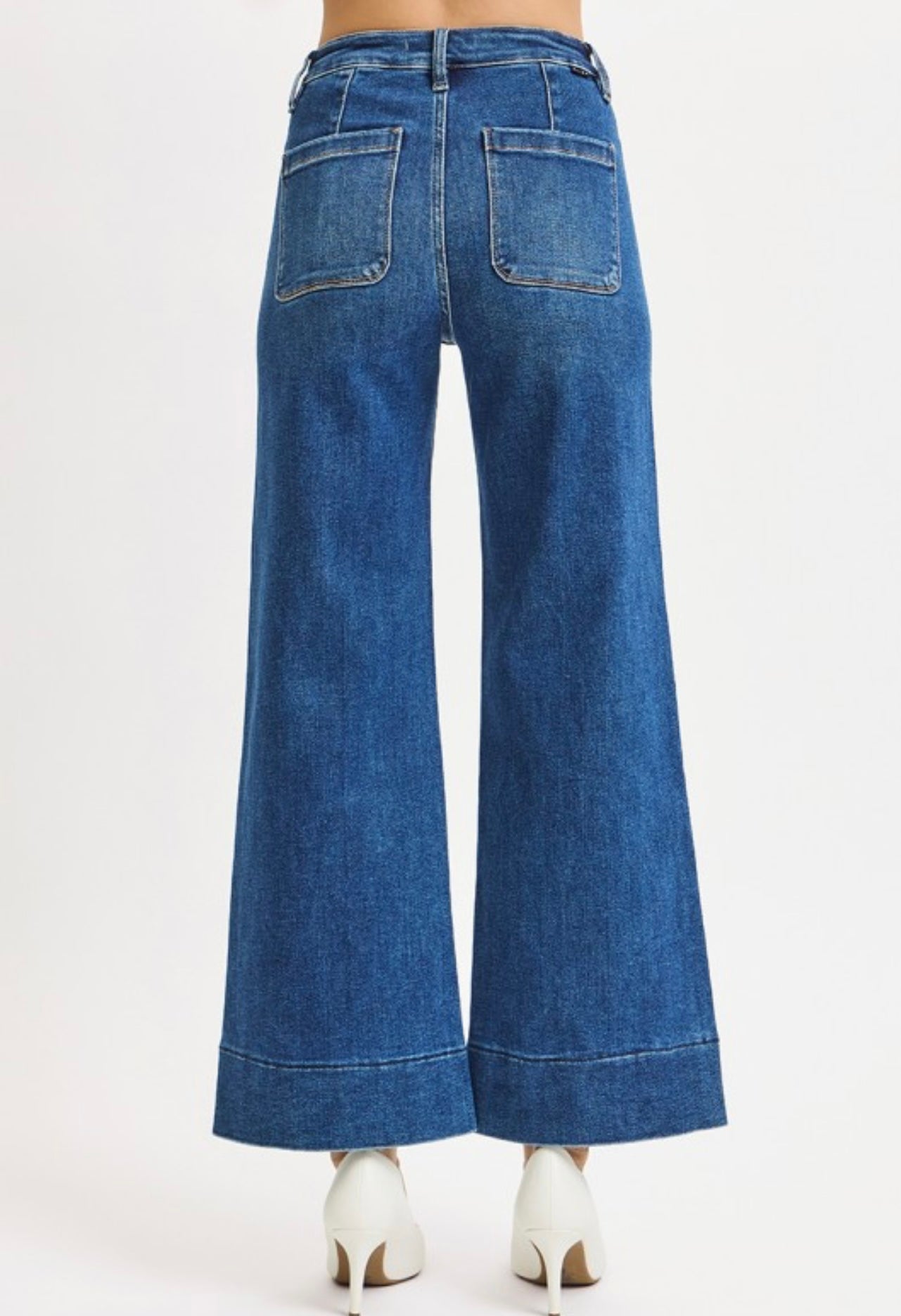 Risen High Rise Wide Front Pocket Jeans
