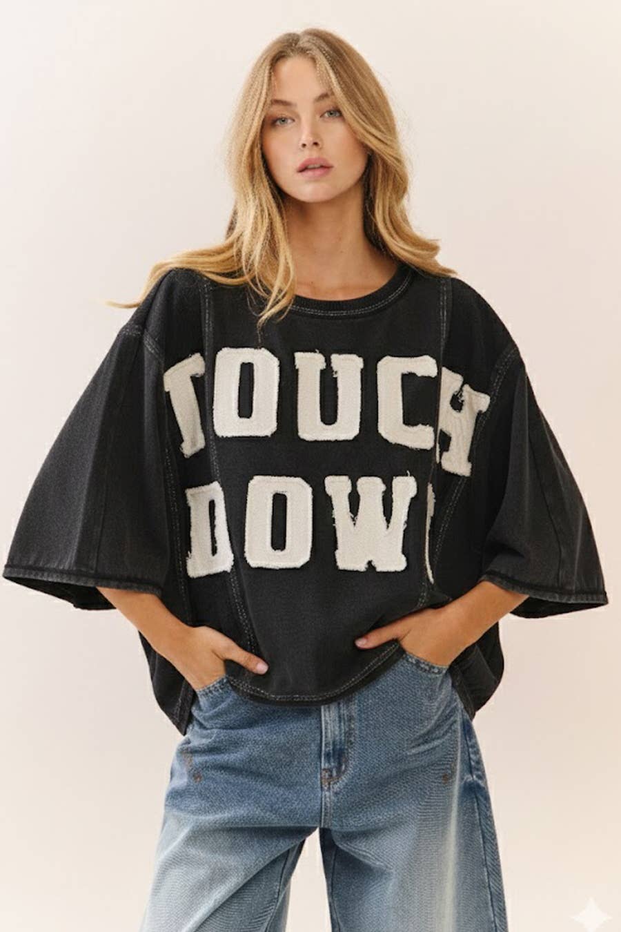 Game Day | Multi- Team Oversized “Touch Down” Short Sleeve Sweatshirt