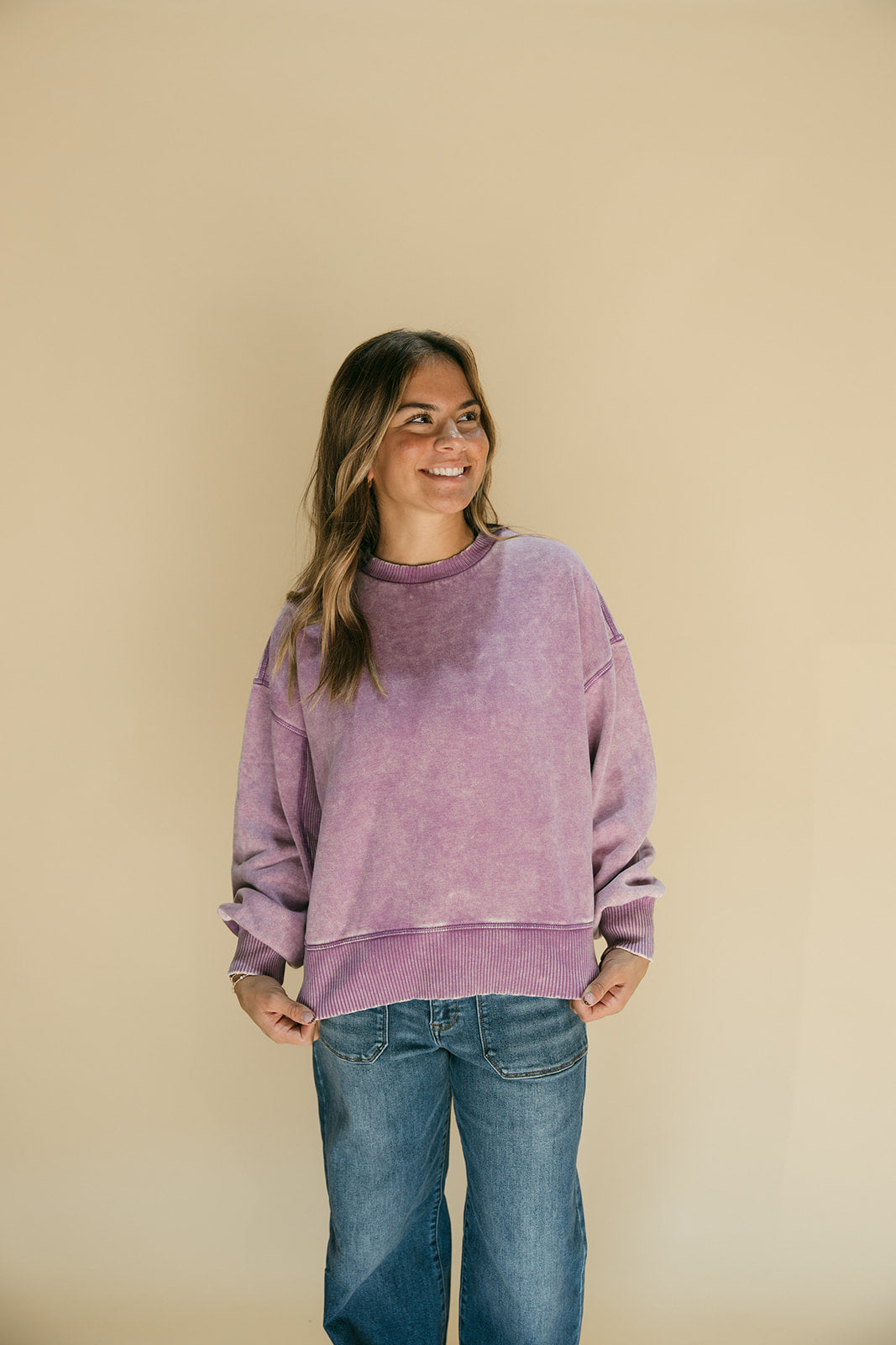 Acid wash oversized pullover