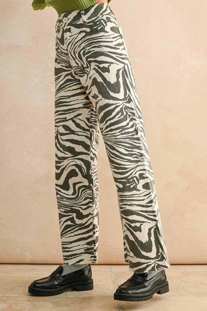 zebra print stretch pants
