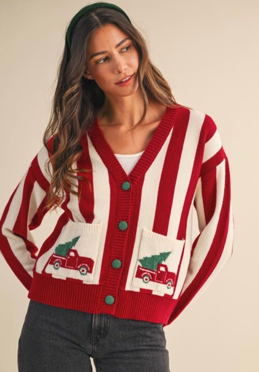 Christmas truck cardigan