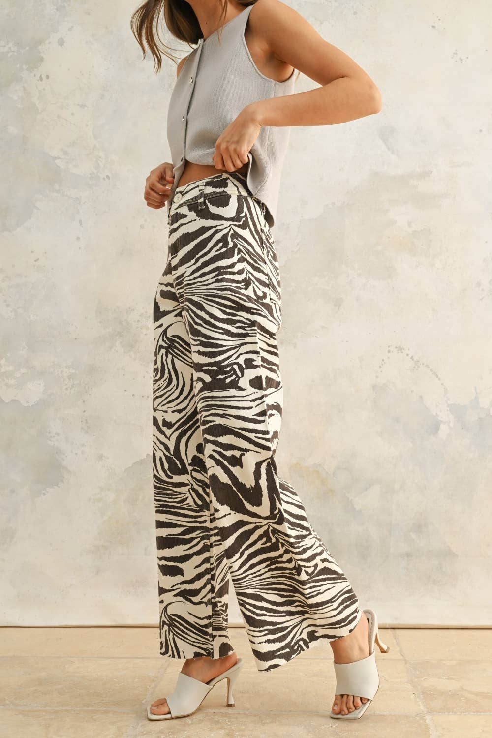 zebra print stretch pants