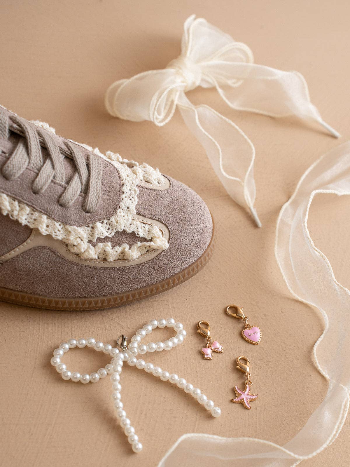 Dark Grey Lace-Trimmed Retro Sneaker