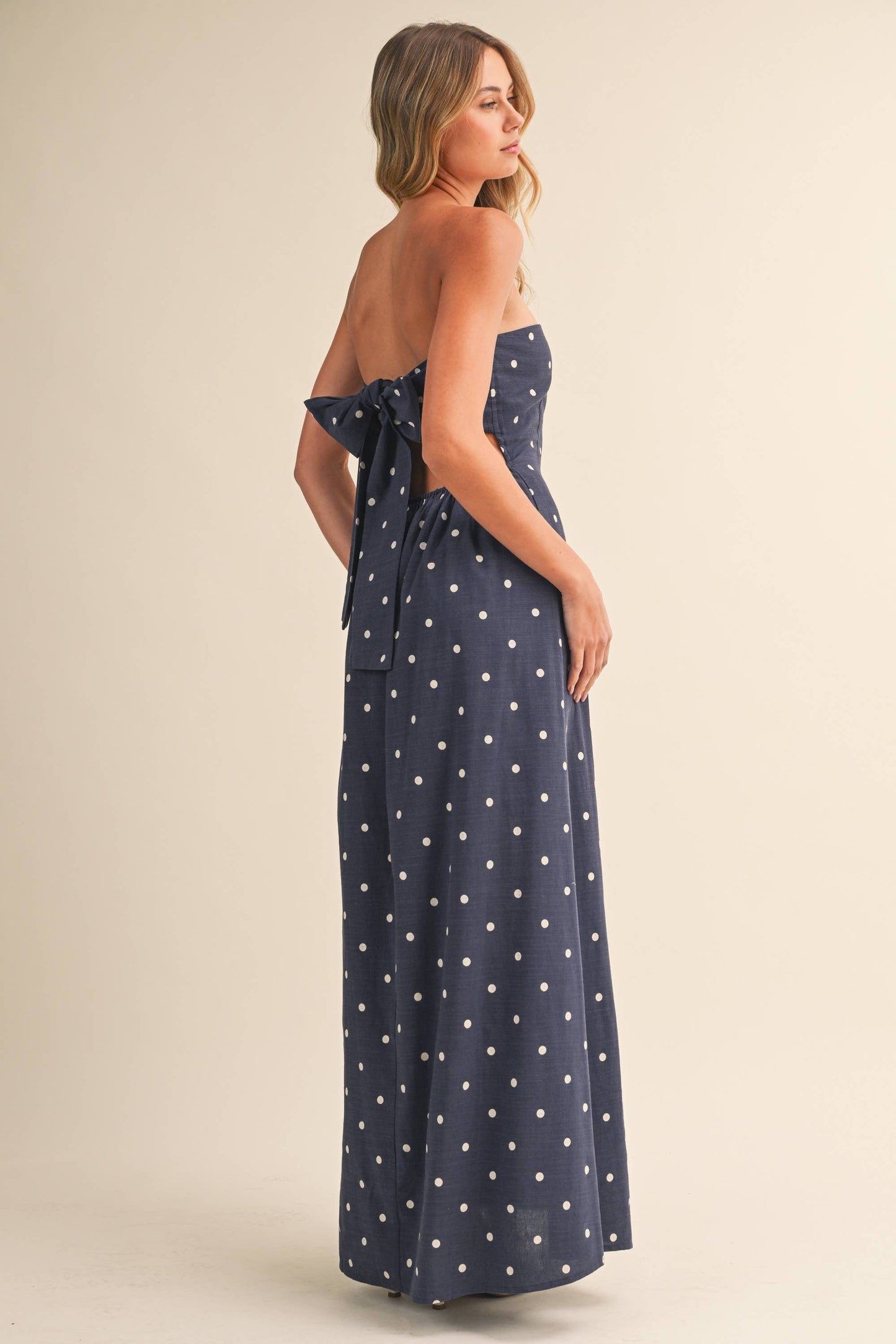 Polka Dot Tube Maxi Dress With Tie-back