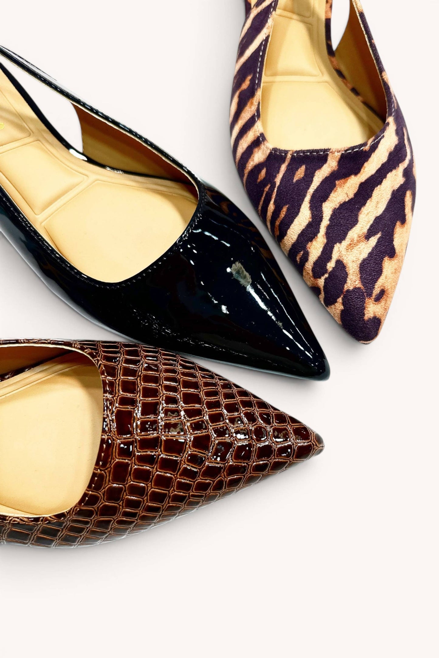 Pointed Toe Adjustable Slingback Flats