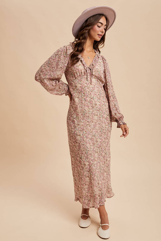ruffled floral maxi dress