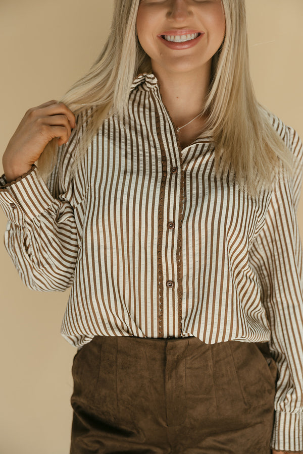 Striped scallop blouse