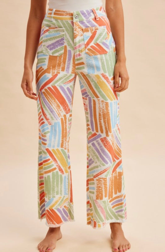 Abstract Wide Leg Pants