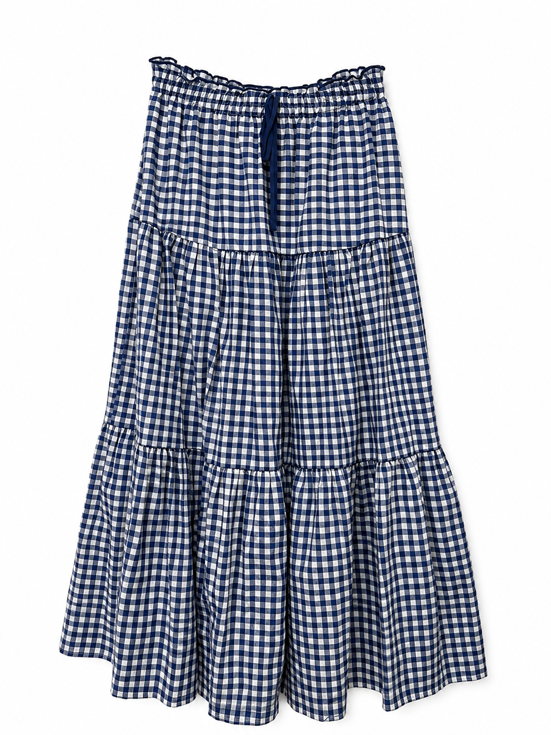 Gingham Tiered Maxi Skirt