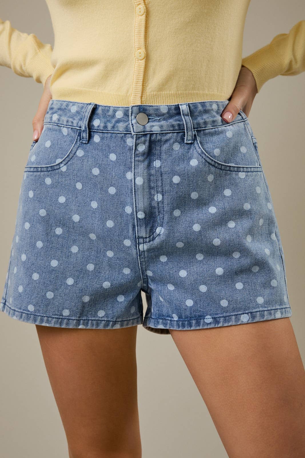 High Waist Polka Dot Denim Short