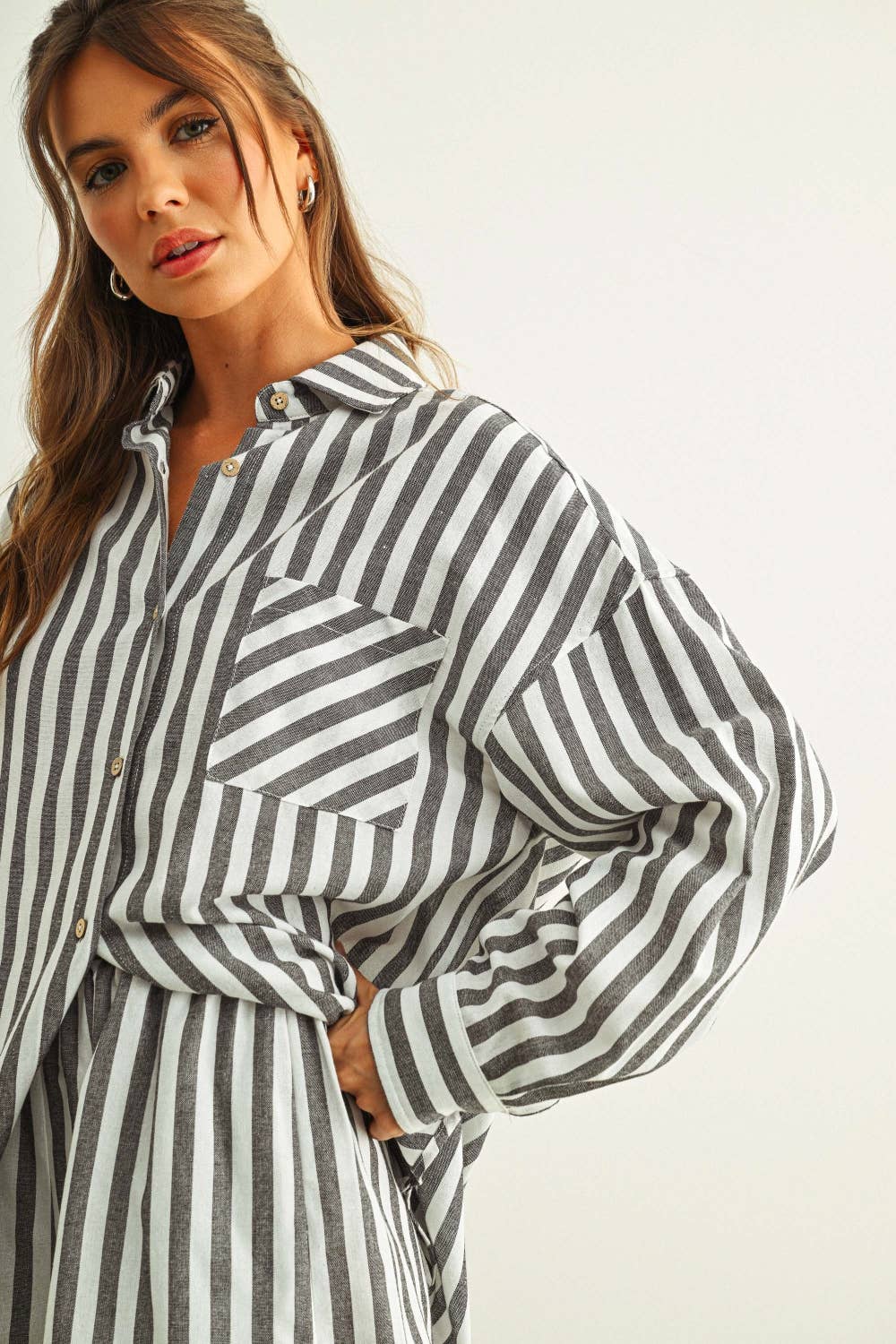 Striped Button Down Linen Shirt