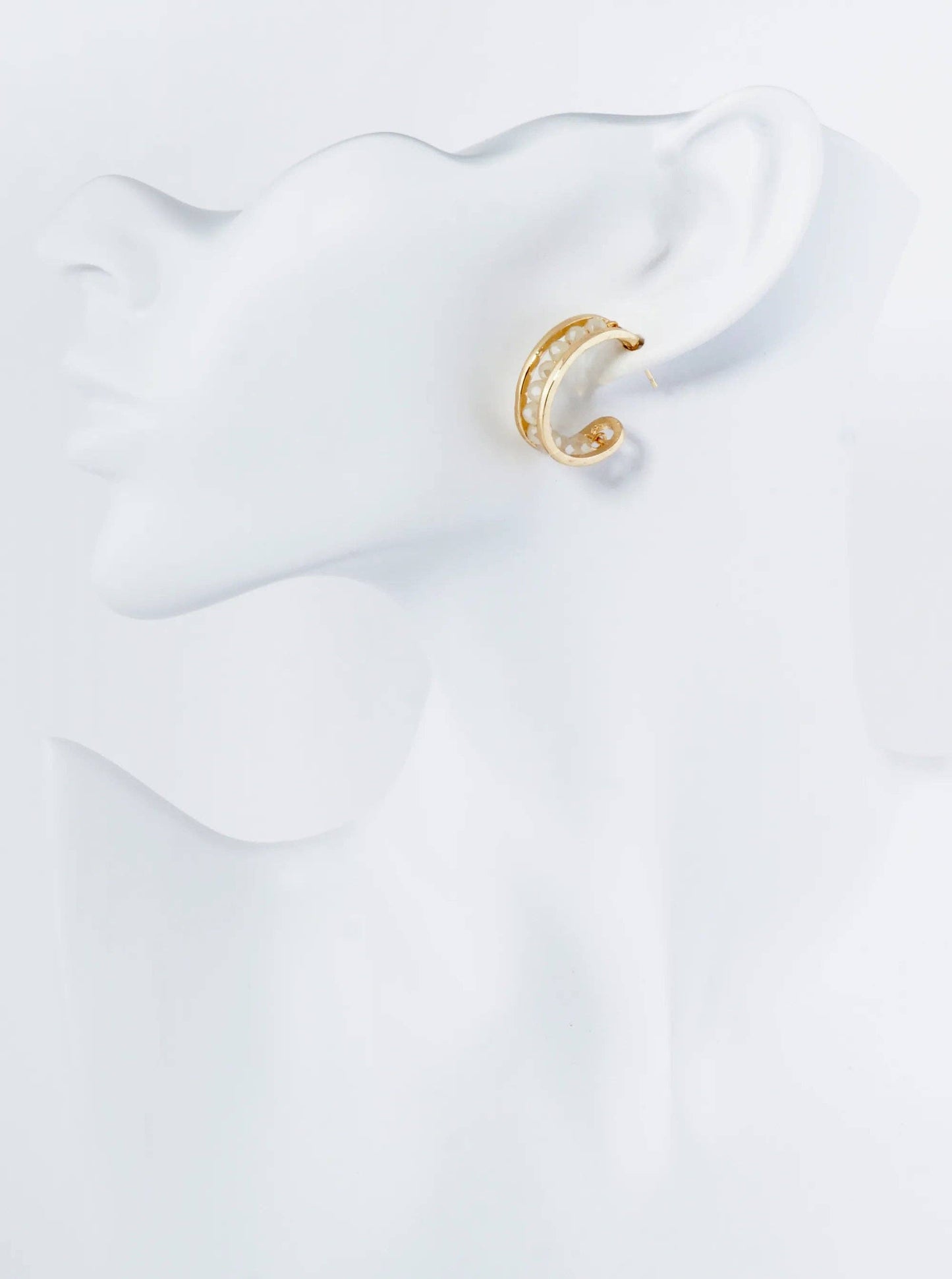 25Mm Faceted Glass Beaded Open Hoop Earrings