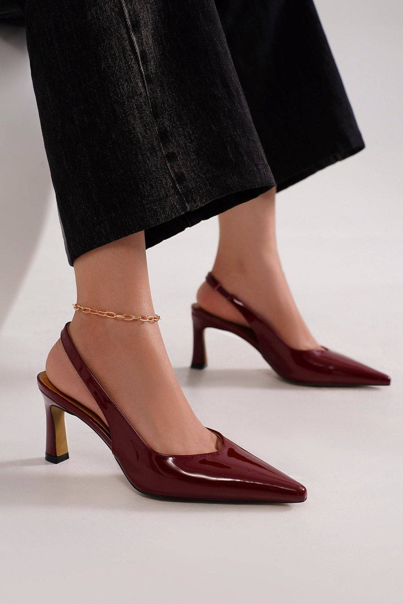 Wine Slingback Pumps