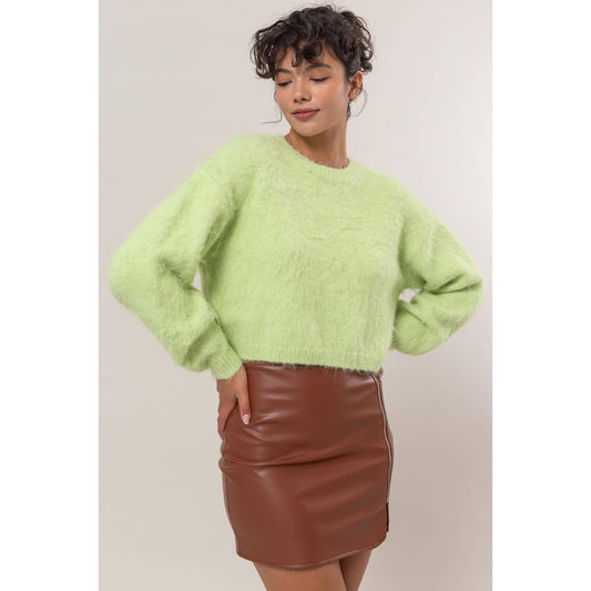 wool blend cropped sweater