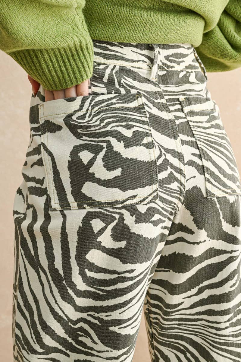 zebra print stretch pants