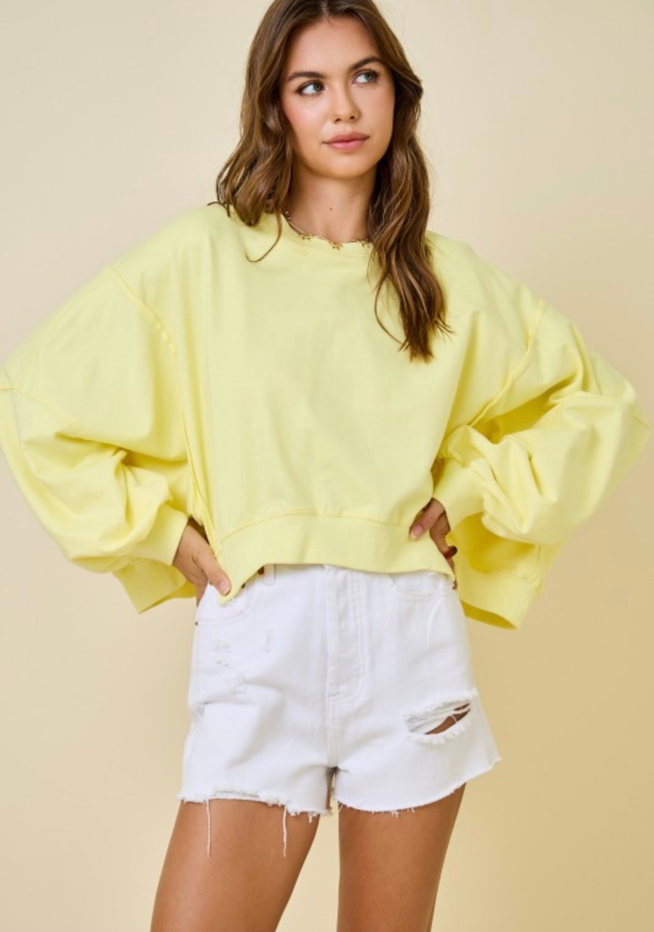 Cropped Crew Neck Sweatshirt