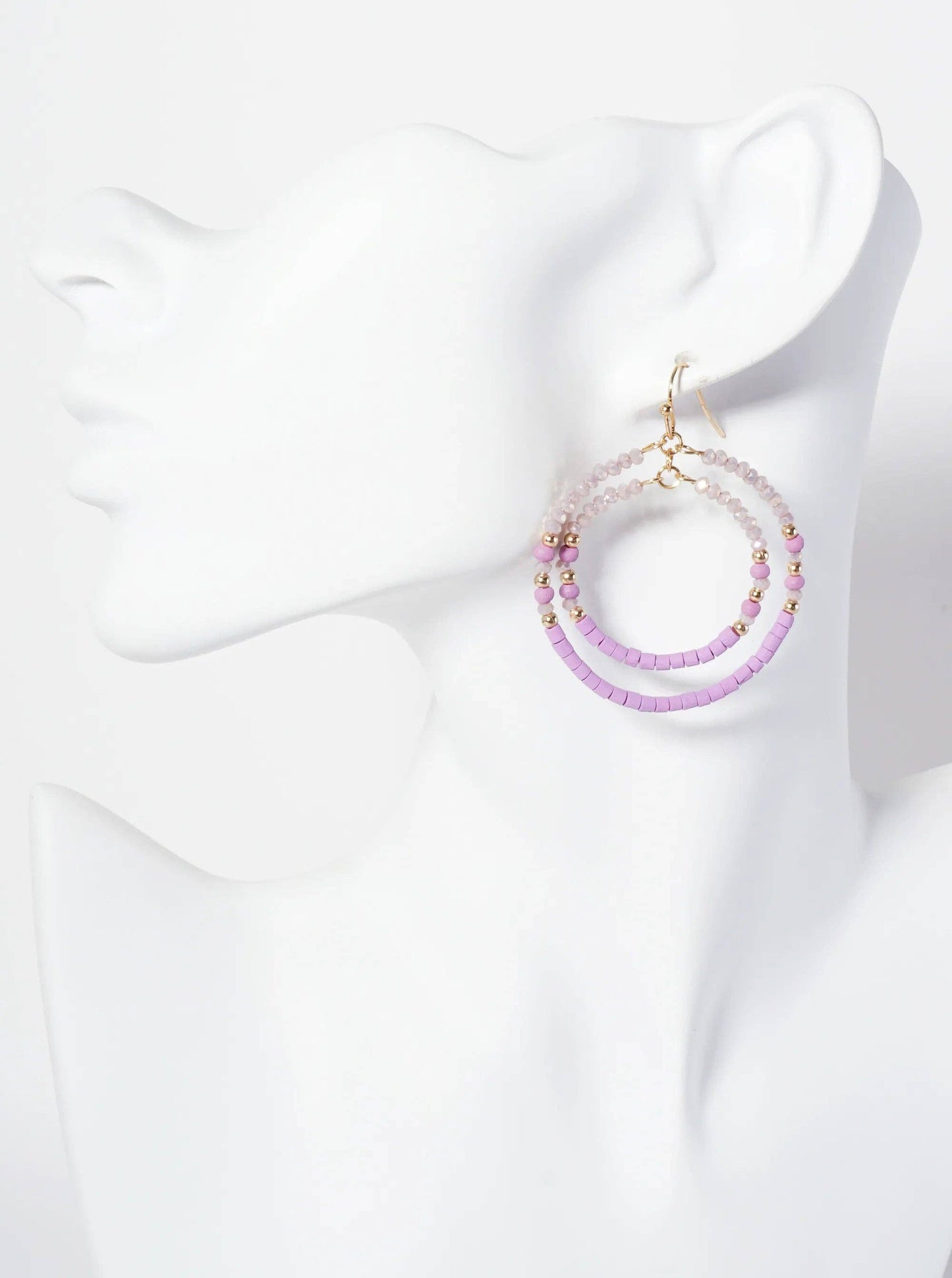 Multi-Beaded Double Circle Dangle Drop Earrings